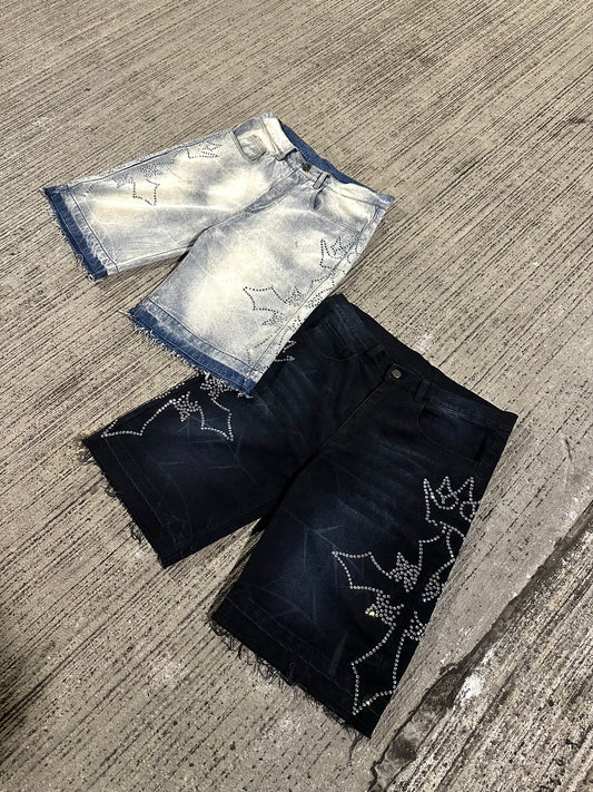 Halo Rhinestone-Denim Jorts